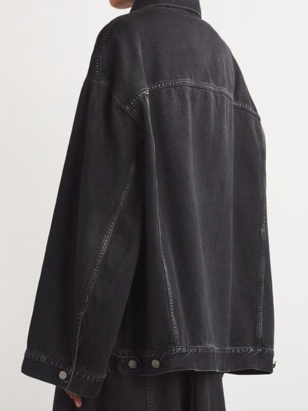 HAIKURE Janet Oversized Distressed Black Denim Jacket Large made in Italy